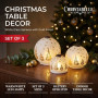 Christabelle 3 White Glass Christmas LED Light Up Spheres Gold Forest Table Decor Xmas Ornaments Battery Operated thumbnail 8