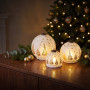 Christabelle 3 White Glass Christmas LED Light Up Spheres Gold Forest Table Decor Xmas Ornaments Battery Operated thumbnail 6