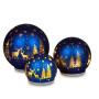 Christabelle 3 Royal Blue Glass Christmas LED Light Up Spheres Gold Forest Table Decor Xmas Ornaments Battery Operated thumbnail 1
