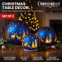 Christabelle 3 Royal Blue Glass Christmas LED Light Up Spheres Gold Forest Table Decor Xmas Ornaments Battery Operated thumbnail 8