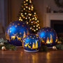 Christabelle 3 Royal Blue Glass Christmas LED Light Up Spheres Gold Forest Table Decor Xmas Ornaments Battery Operated thumbnail 6