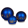 Christabelle 3 Royal Blue Glass Christmas LED Light Up Spheres Gold Forest Table Decor Xmas Ornaments Battery Operated thumbnail 4