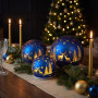 Christabelle 3 Royal Blue Glass Christmas LED Light Up Spheres Gold Forest Table Decor Xmas Ornaments Battery Operated thumbnail 7