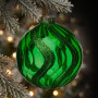 Christabelle 6 Green Glass Christmas Baubles Shimmer Wave 8cm Xmas Tree Decorations Hanging Ornaments Gift Boxed Set thumbnail 4