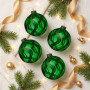 Christabelle 6 Green Glass Christmas Baubles Shimmer Wave 8cm Xmas Tree Decorations Hanging Ornaments Gift Boxed Set thumbnail 5
