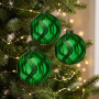 Christabelle 6 Green Glass Christmas Baubles Shimmer Wave 8cm Xmas Tree Decorations Hanging Ornaments Gift Boxed Set thumbnail 8