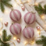 Christabelle 6 Dusty Pink Glass Christmas Baubles White Striped 8cm Xmas Tree Decorations Hanging Ornaments thumbnail 7