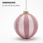 Christabelle 6 Dusty Pink Glass Christmas Baubles White Striped 8cm Xmas Tree Decorations Hanging Ornaments thumbnail 4