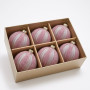 Christabelle 6 Dusty Pink Glass Christmas Baubles White Striped 8cm Xmas Tree Decorations Hanging Ornaments thumbnail 5