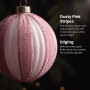 Christabelle 6 Dusty Pink Glass Christmas Baubles White Striped 8cm Xmas Tree Decorations Hanging Ornaments thumbnail 8