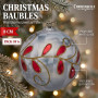 Christabelle 6 White Glass Christmas Baubles Red Jewel Leaf 8cm Xmas Tree Decorations Hanging Ornaments Gift Boxed Set thumbnail 1