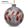 Christabelle 6 White Glass Christmas Baubles Red Jewel Leaf 8cm Xmas Tree Decorations Hanging Ornaments Gift Boxed Set thumbnail 3