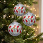 Christabelle 6 White Glass Christmas Baubles Red Jewel Leaf 8cm Xmas Tree Decorations Hanging Ornaments Gift Boxed Set thumbnail 7