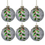 Christabelle 6 White Glass Christmas Baubles Green Jewel Leaf 8cm Xmas Tree Decorations Hanging Ornaments Gift Boxed Set thumbnail 1