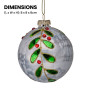 Christabelle 6 White Glass Christmas Baubles Green Jewel Leaf 8cm Xmas Tree Decorations Hanging Ornaments Gift Boxed Set thumbnail 2