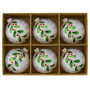 Christabelle 6 White Glass Christmas Baubles Green Jewel Leaf 8cm Xmas Tree Decorations Hanging Ornaments Gift Boxed Set thumbnail 3