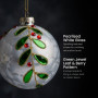 Christabelle 6 White Glass Christmas Baubles Green Jewel Leaf 8cm Xmas Tree Decorations Hanging Ornaments Gift Boxed Set thumbnail 4
