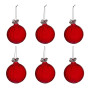 Christabelle 6 Red Glass Christmas Baubles Jewelled Top 8cm Xmas Tree Decorations Hanging Ornaments Gift Boxed Set thumbnail 2