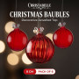 Christabelle 6 Red Glass Christmas Baubles Jewelled Top 8cm Xmas Tree Decorations Hanging Ornaments Gift Boxed Set thumbnail 8