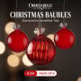 Christabelle 6 Red Glass Christmas Baubles Jewelled Top 8cm Xmas Tree Decorations Hanging Ornaments Gift Boxed Set thumbnail 8