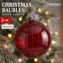 Christabelle 6 Red Glass Christmas Baubles Jewelled Top 8cm Xmas Tree Decorations Hanging Ornaments Gift Boxed Set thumbnail 1