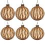 Christabelle 6 Gold Glass Christmas Baubles Shimmering Stripe Translucent 8cm Xmas Tree Decorations Hanging Ornaments thumbnail 2