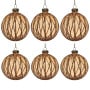 Christabelle 6 Gold Glass Christmas Baubles Shimmering Stripe Translucent 8cm Xmas Tree Decorations Hanging Ornaments thumbnail 1