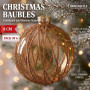 Christabelle 6 Gold Glass Christmas Baubles Shimmering Stripe Translucent 8cm Xmas Tree Decorations Hanging Ornaments thumbnail 1