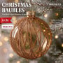 Christabelle 6 Gold Glass Christmas Baubles Shimmering Stripe Translucent 8cm Xmas Tree Decorations Hanging Ornaments thumbnail 2