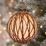 Christabelle 6 Gold Glass Christmas Baubles Shimmering Stripe Translucent 8cm Xmas Tree Decorations Hanging Ornaments thumbnail 4