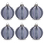 Christabelle 6 Grey Glass Christmas Baubles Velvet Stripe Silver Trim 8cm Xmas Tree Decorations Hanging Ornaments thumbnail 1