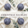 Christabelle 6 Grey Glass Christmas Baubles Velvet Stripe Silver Trim 8cm Xmas Tree Decorations Hanging Ornaments thumbnail 4