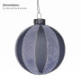 Christabelle 6 Grey Glass Christmas Baubles Velvet Stripe Silver Trim 8cm Xmas Tree Decorations Hanging Ornaments thumbnail 3