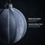 Christabelle 6 Grey Glass Christmas Baubles Velvet Stripe Silver Trim 8cm Xmas Tree Decorations Hanging Ornaments thumbnail 6
