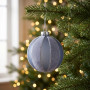 Christabelle 6 Grey Glass Christmas Baubles Velvet Stripe Silver Trim 8cm Xmas Tree Decorations Hanging Ornaments thumbnail 7
