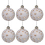Christabelle 6 White Glass Christmas Baubles Gold Star 8cm Xmas Tree Decorations Hanging Ornaments Gift Boxed Set thumbnail 1