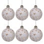 Christabelle 6 Large White Glass Christmas Baubles Gold Star 8cm Xmas Tree Decorations Hanging Ornaments Boxed Set thumbnail 1