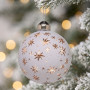 Christabelle 6 White Glass Christmas Baubles Gold Star 8cm Xmas Tree Decorations Hanging Ornaments Gift Boxed Set thumbnail 3