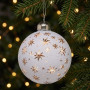 Christabelle 6 White Glass Christmas Baubles Gold Star 8cm Xmas Tree Decorations Hanging Ornaments Gift Boxed Set thumbnail 6