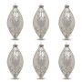 Christabelle 6 White Glass Christmas Teardrop Baubles Silver Jewel 13cm Xmas Tree Decorations Hanging Ornaments thumbnail 1