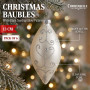 Christabelle 6 White Glass Christmas Teardrop Baubles Silver Jewel 13cm Xmas Tree Decorations Hanging Ornaments thumbnail 2