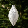 Christabelle 6 White Glass Christmas Teardrop Baubles Silver Jewel 13cm Xmas Tree Decorations Hanging Ornaments thumbnail 6
