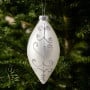 Christabelle 6 White Glass Christmas Teardrop Baubles Silver Jewel 13cm Xmas Tree Decorations Hanging Ornaments thumbnail 6