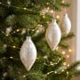 Christabelle 6 White Glass Christmas Teardrop Baubles Silver Jewel 13cm Xmas Tree Decorations Hanging Ornaments thumbnail 3