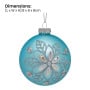Christabelle Box of 6 Teal Glass Baubles with Snowflake Pattern & Central Jewel thumbnail 2
