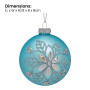 Christabelle Box of 6 Teal Glass Baubles with Snowflake Pattern & Central Jewel thumbnail 3