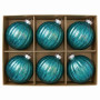 Christabelle 6 Teal Glass Christmas Baubles Textured Gloss 8cm Xmas Tree Decorations Hanging Ornaments Gift Boxed Set thumbnail 6