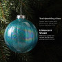 Christabelle 6 Teal Glass Christmas Baubles Textured Gloss 8cm Xmas Tree Decorations Hanging Ornaments Gift Boxed Set thumbnail 7
