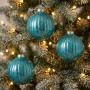Christabelle 6 Teal Glass Christmas Baubles Textured Gloss 8cm Xmas Tree Decorations Hanging Ornaments Gift Boxed Set thumbnail 9