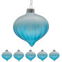 Christabelle Box of 6 Teal Ombre Glass Onion Baubles with Spiral Stripes thumbnail 4